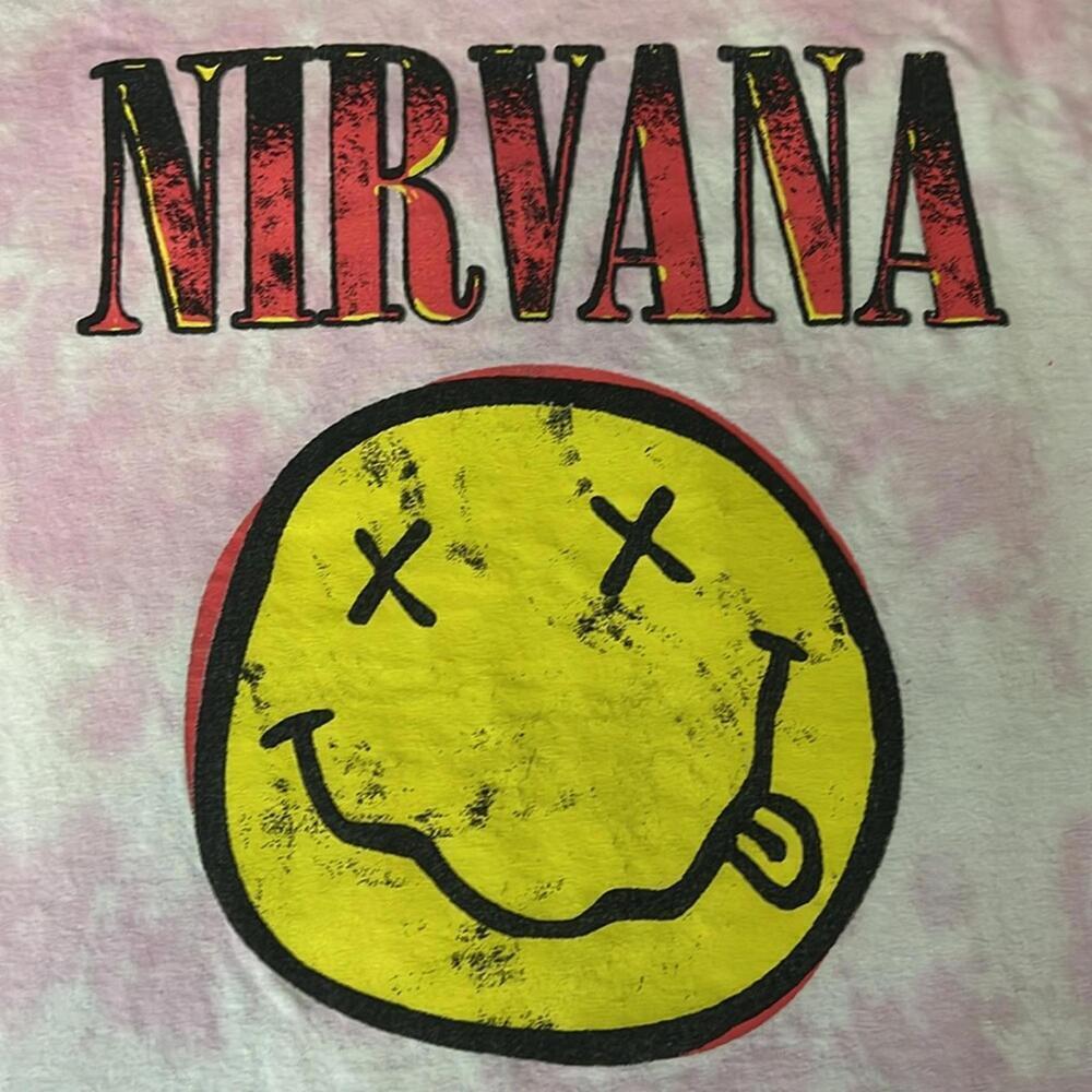 Nirvana Pink Tie Dye Graphic TShirt Size Large